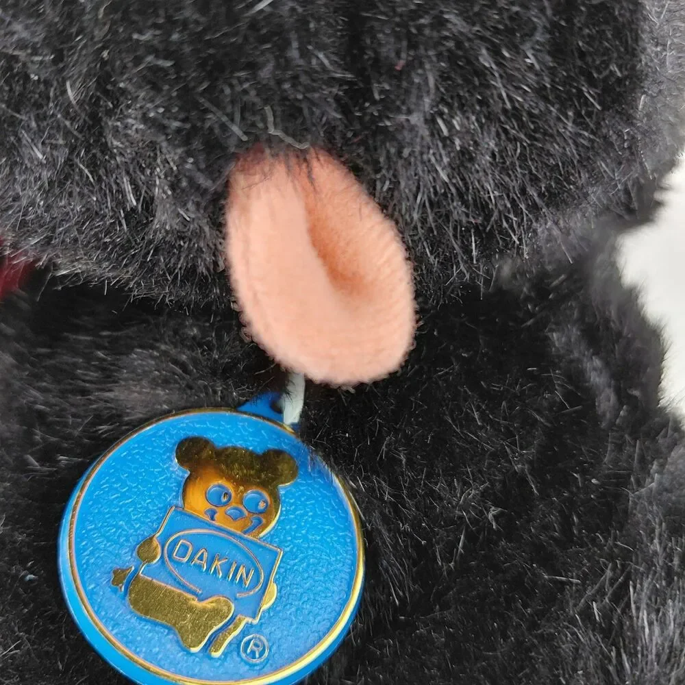 Dakin Puppy Dog Black Labrador Plush Pink Tongue Stuffed Animal Tag 1985